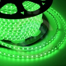LED лента 220В, 10*7мм, IP65, SMD 3528, 60 LED/m зеленая, бухта 100м