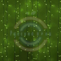 Гирлянда «Светодиодный Дождь» 2х3м, постоянное свечение, белый провод, 230 В, диоды зеленые, 760 LED
