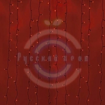 Гирлянда «Светодиодный Дождь» 2х6м, постоянное свечение, черный провод, 230 В, диоды красные, 1500 LED