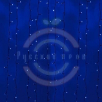 Гирлянда «Светодиодный Дождь» 2х6м, постоянное свечение, черный провод, 230 В, диоды синие, 1500 LED