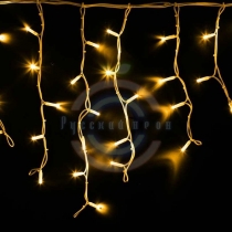 Гирлянда светодиодная бахрома «Айсикл», 4,0х0,6м, белый провод «каучук«, 230 В, диоды желтые, 128 LED