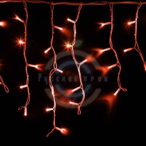 Гирлянда светодиодная бахрома «Айсикл», 4,0х0,6м, белый провод «каучук«, 230 В, диоды красные, 128 LED