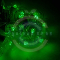 Гирлянда LED Galaxy «Bulb String» 10м, белый каучук, 30 ламп*6 LED зеленые, влагостойкая IP65