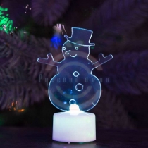 Фигура светодиодная на подставке «Снеговик в шляпе 2D», RGB