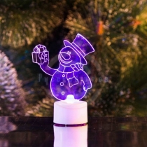 Фигура светодиодная на подставке «Снеговик с подарком 2D», RGB