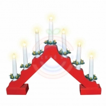 Новогодняя горка 7 свечек, цвет корпуса: красные, цвет свечения:тепло-белые