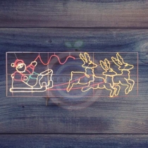 Фигура световая «Олени везут Санта Клауса на санях» размер 88*266см