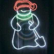 Фигура светодиодная «Снеговик с лопатой», размер 94*63см
