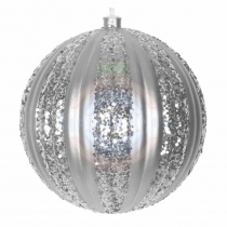 Елочная фигура «Полосатый шар», 20см, цвет серебряный