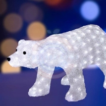 Акриловая светодиодная фигура «Белый медведь», 81х41х45см, 270 светодиодов белого цвета, IP 44, трансформатор