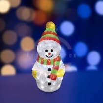 Акриловая светодиодная фигура «Снеговик с шарфом» 30см, 40 светодиодов, IP 44, трансформатор