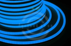 Гибкий неон - LED Neon Flex. постоянное свечение. Световая подсветка. Цвет синий, 16*26мм.