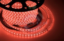 LED лента 220В, 10*7мм, IP65, SMD 3528, 60 LED/m красная, бухта 100м