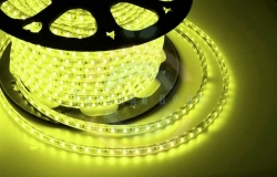 LED лента 220В, 10*7мм, IP65, SMD 3528, 60 LED/m желтая, бухта 100м