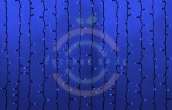 Гирлянда «Светодиодный Дождь» 2х6м, постоянное свечение, черный провод «каучук«, 230 В, диоды синие, 1500 LED