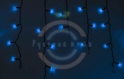 Гирлянда светодиодная бахрома «Айсикл», 2,4х0,6м, черный провод, 230 В, диоды синие, 88 LED