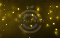 Гирлянда светодиодная бахрома «Айсикл», 4,8х0,6м, прозрачный провод, 230 В, диоды желтые, 176 LED