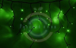 Гирлянда светодиодная бахрома «Айсикл», 4,0х0,6м, черный провод «каучук«, 230 В, диоды зеленые, 128 LED
