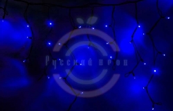 Гирлянда светодиодная бахрома «Айсикл», 5,6х0,9м, с эффектом мерцания, черный провод «каучук«, 230 В, диоды синие, 240 LED