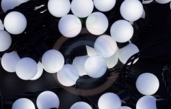 Гирлянда светодиодная «мультишарики» Ø23мм, 10м, черный каучук, 80 LED, постоянное свечение, цвет белый