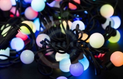 Гирлянда светодиодная «мультишарики» Ø23мм, 10м, черный каучук, 80 LED, свечение с динамикой, цвет RGB