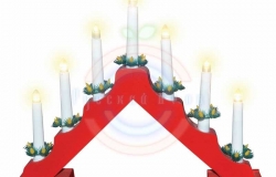 Новогодняя горка 7 свечек, цвет корпуса: красные, цвет свечения:тепло-белые