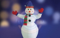 3D фигура надувная «Снеговик с шарфом», размер 180см, внутренняя подсветка 2 лампы, компрессор с адаптером 12В, IP 44