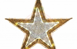 Фигура «Звезда» бархатная, с постоянным свечением, размеры 61см (81 светодиод желтого+белого цвета)