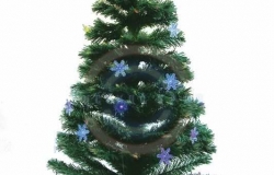 Новогодняя ель фибро-оптика «Снежинка» 120см, 125 веток, с декоративными украшениями