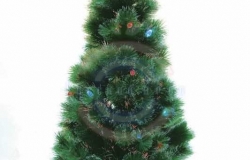 Новогодняя ель «Сосна«, фибро-оптика, 120см, 83 ветки, с декоративными украшениями