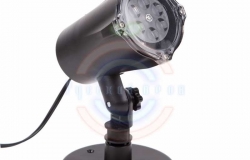 LED проектор, белые снежинки, 220В