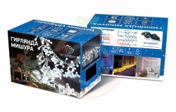 Гирлянда «Мишура LED» 3м прозрачный ПВХ, 288 диодов, цвет синий