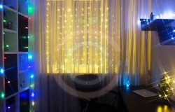 Гирлянда «Светодиодный Дождь» 1,5х1,5м, свечение с динамикой, прозрачный провод, 230 В, диоды тепло-белые