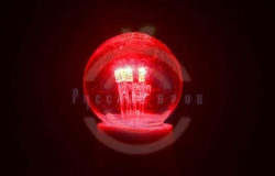 Лампа шар e27 6 LED Ø45мм - красная, прозрачная колба, эффект лампы накаливания