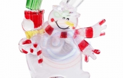 Фигура светодиодная«Снеговик с подарком» RGB на присоске