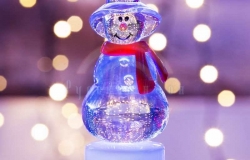 Фигура светодиодная на подставке «Снеговик с шарфом», RGB