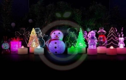 Фигура светодиодная на подставке «Снеговик в шляпе 2D», RGB